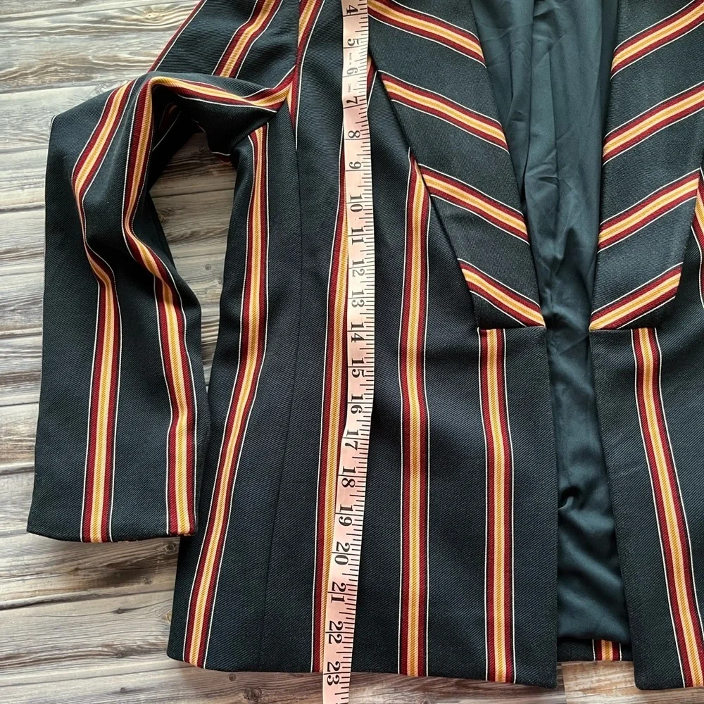 CHICOS navy blue Striped Twill Ponte Blazer